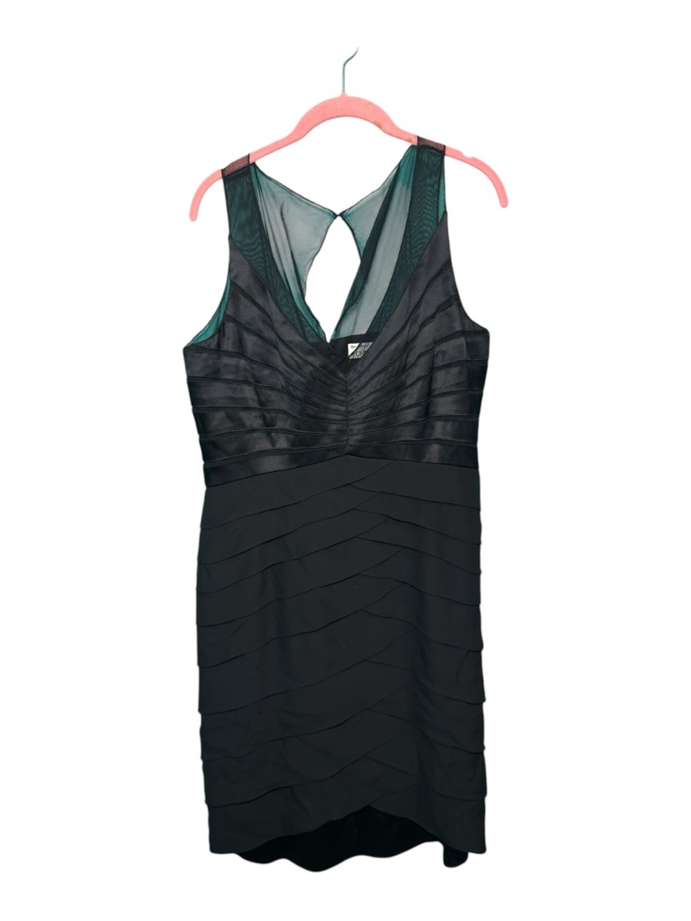 Chetta B Sherrie Bloom Peter Noviello 100% Silk Tiered Cocktail 16 Black